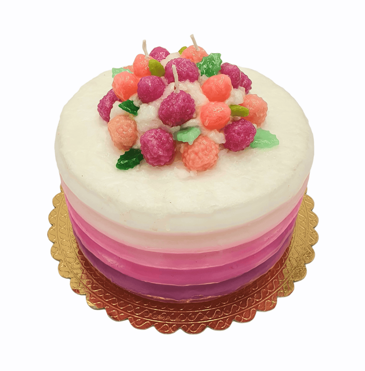 Kerze in Form eines Layered Cake "Pink Berry" | Ø 20 cm