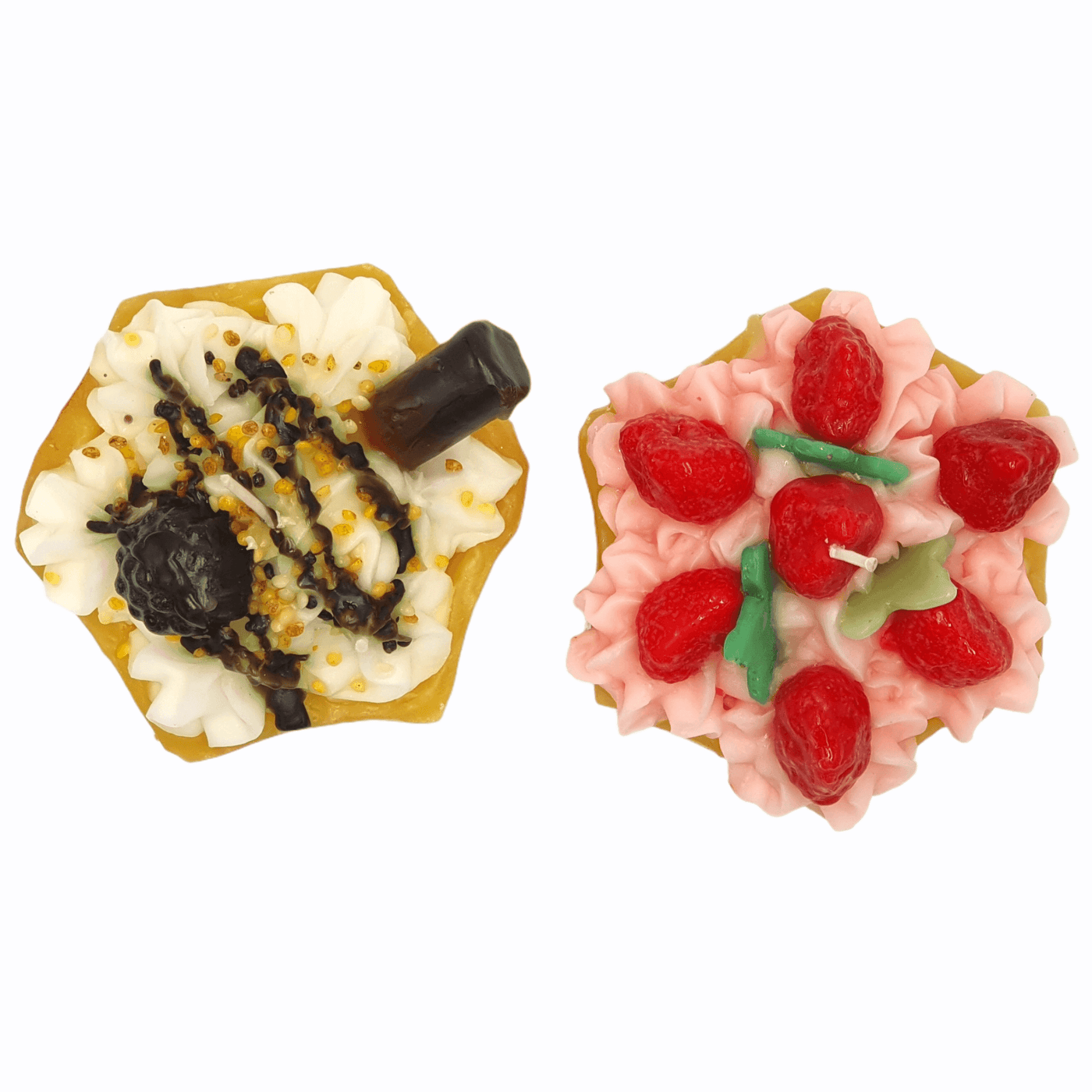 Kerze "Waffel mit Sahne oder Erdbeeren" | Ø 12 cm