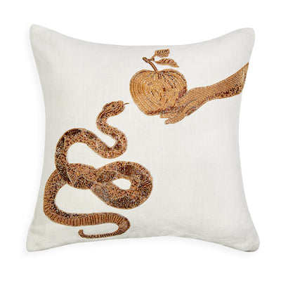 Jonathan Adler mit Perlen besticktes Kissen Muse Snake & Apple | 50x50 cm