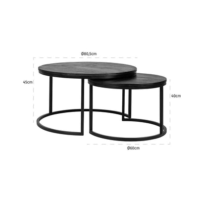 Richmond Interiors 2er Set Couchtisch Catana | Schwarz