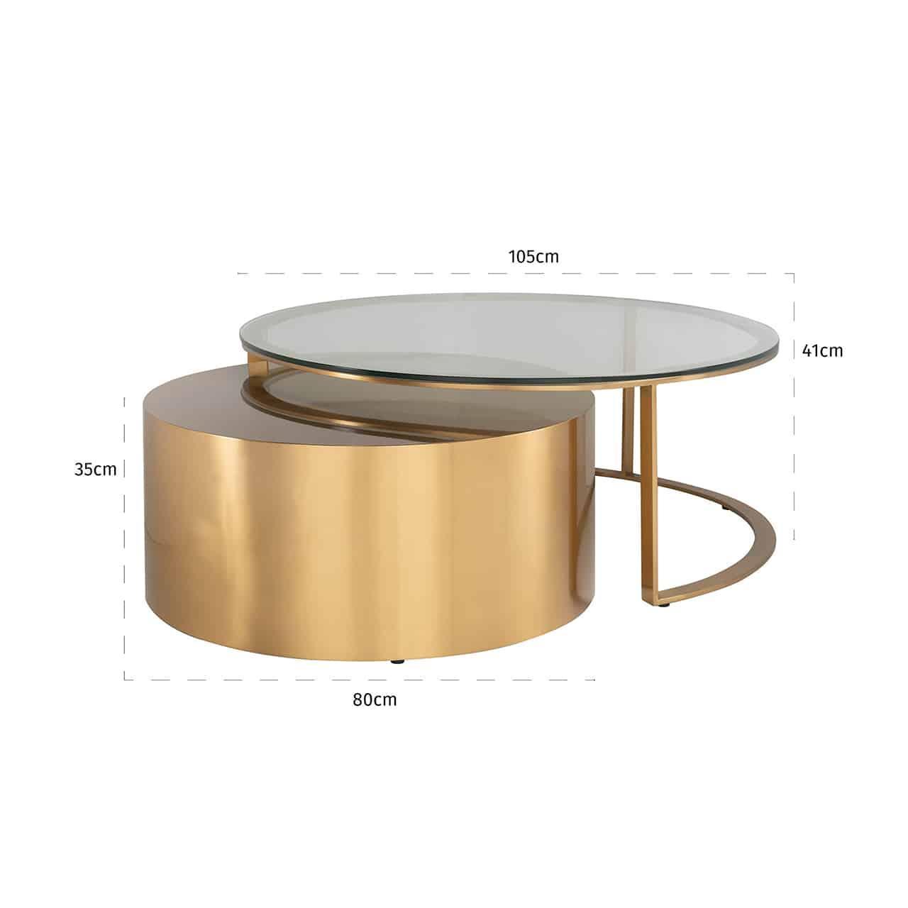 Richmond Interiors 2er Set Couchtisch Orlan | Gold