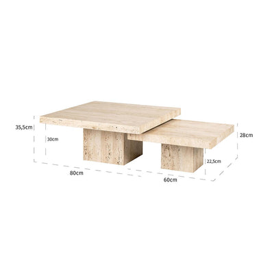 Richmond Interiors 2er Set Travertine Couchtisch La Cantera