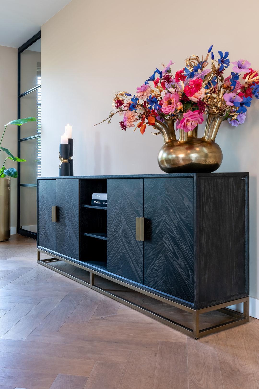 Richmond Interiors 4-türiges Sideboard Blackbone brass | 225x90 cm