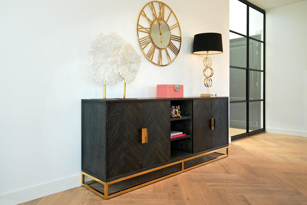 Richmond Interiors 4-türiges Sideboard Blackbone Gold | 225x90 cm