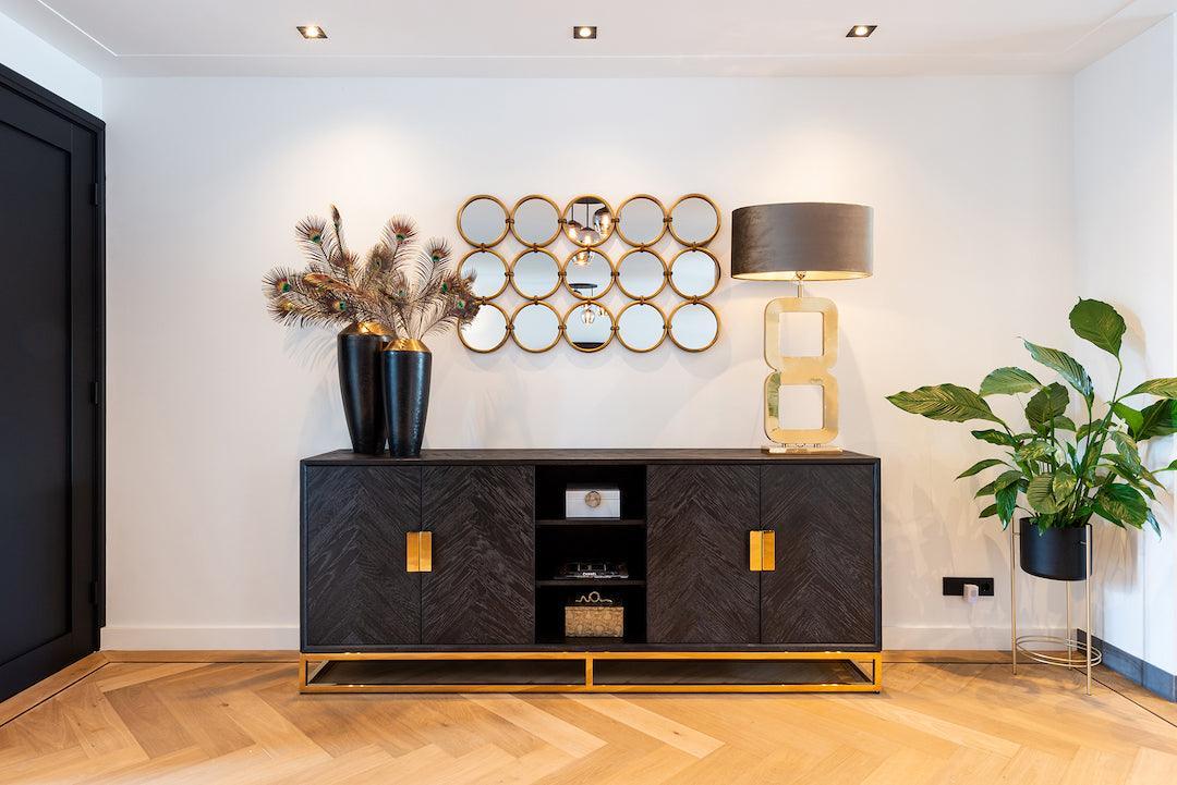 Richmond Interiors 4-türiges Sideboard Blackbone Gold | 225x90 cm