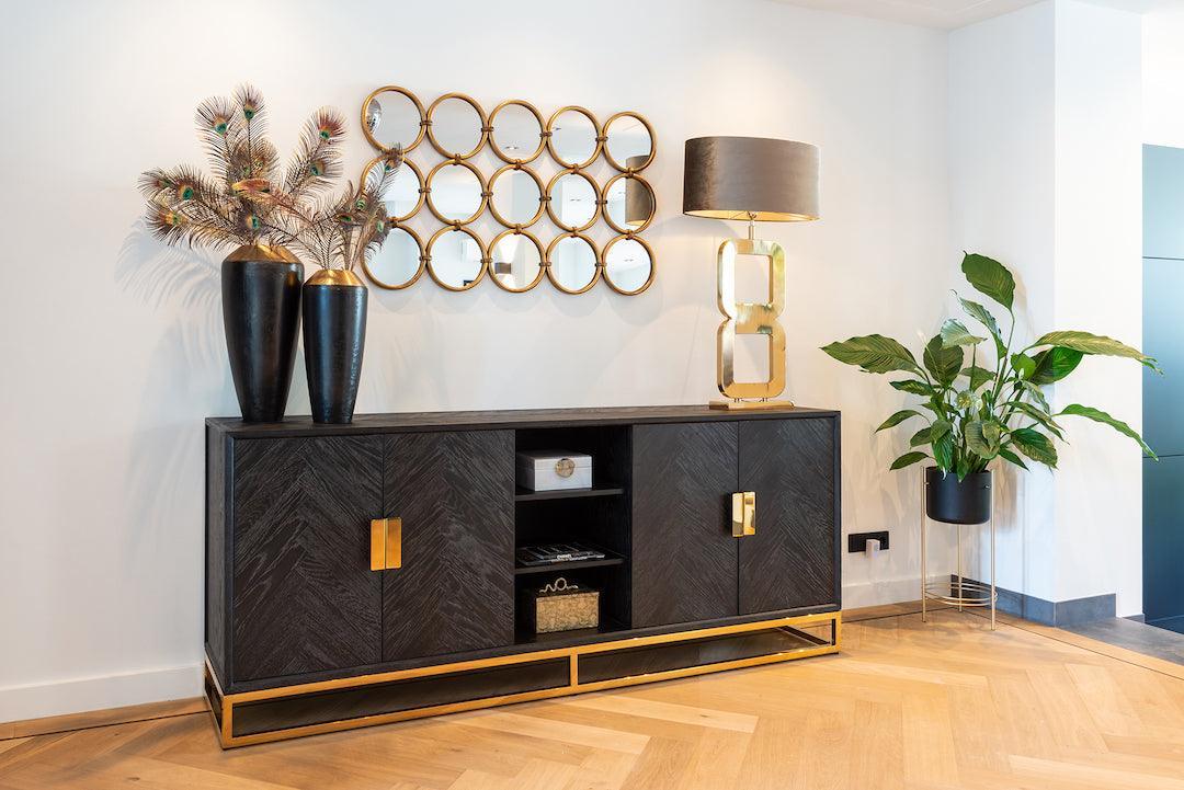 Richmond Interiors 4-türiges Sideboard Blackbone Gold | 225x90 cm