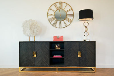 Richmond Interiors 4-türiges Sideboard Blackbone Gold | 225x90 cm