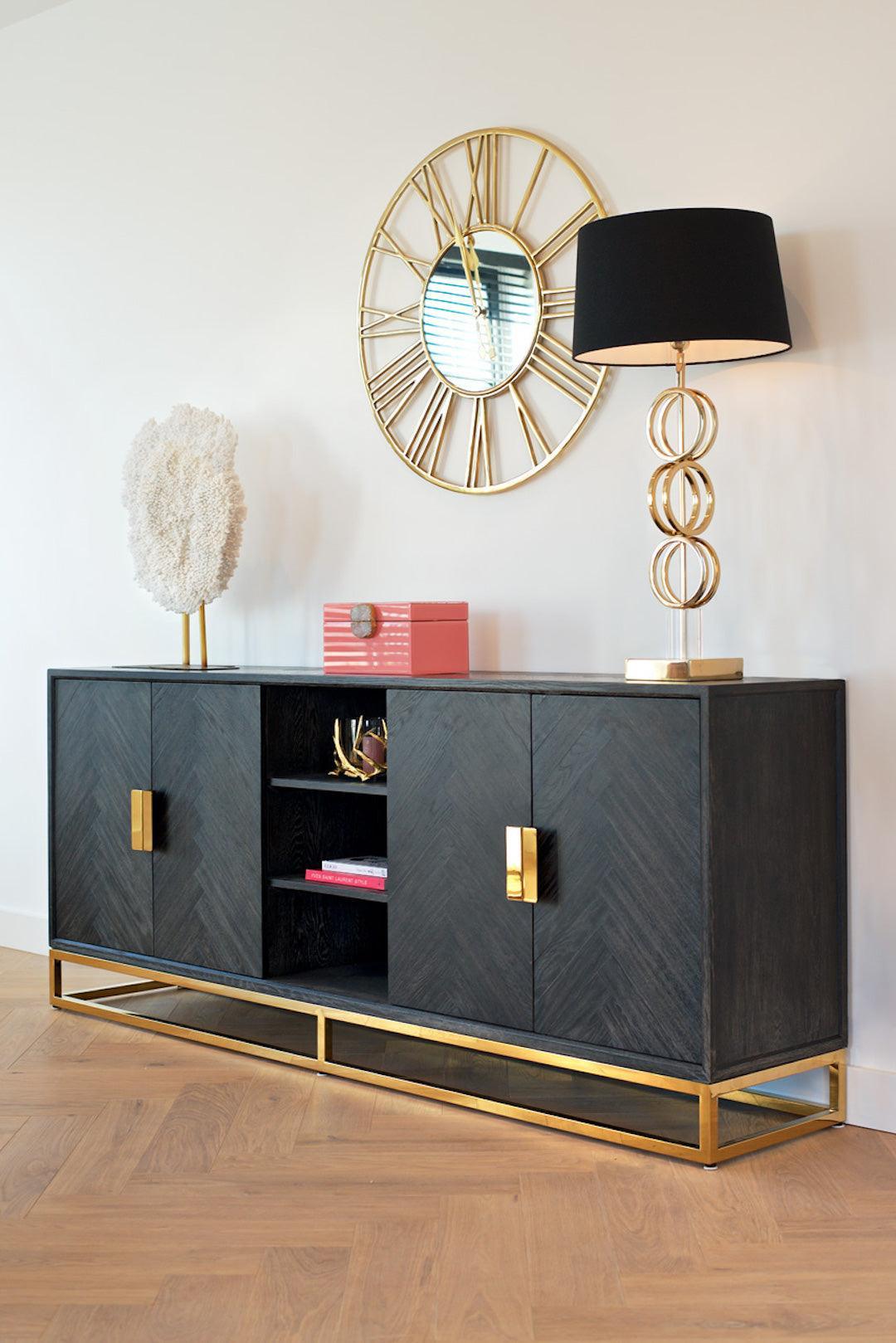 Richmond Interiors 4-türiges Sideboard Blackbone Gold | 225x90 cm