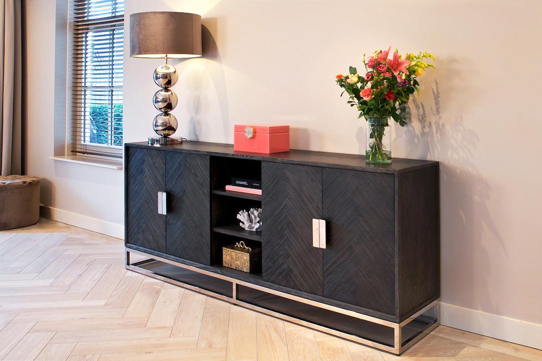 Richmond Interiors 4-türiges Sideboard Blackbone Silber | 225x90 cm