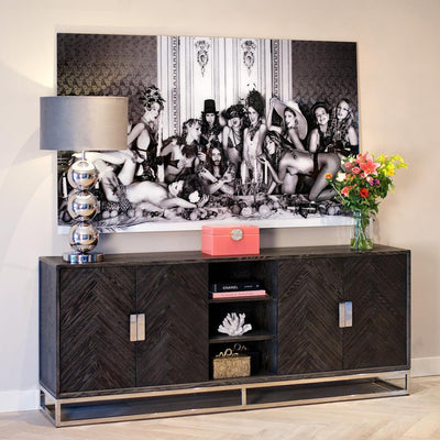 Richmond Interiors 4-türiges Sideboard Blackbone Silber | 225x90 cm