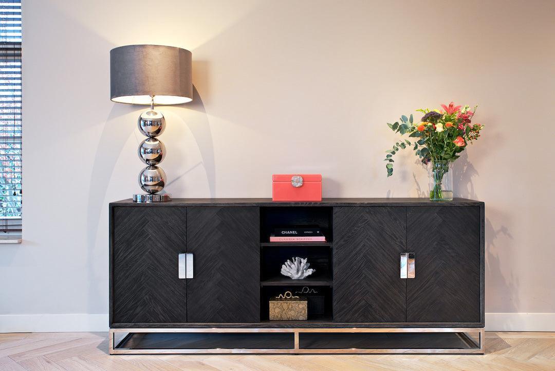 Richmond Interiors 4-türiges Sideboard Blackbone Silber | 225x90 cm