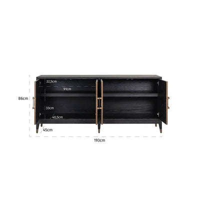 Richmond Interiors 4-türiges Sideboard Bloomville Gold | 193x86 cm