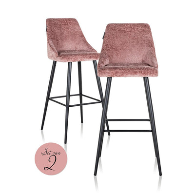 Richmond Interiors Richmond Interiors Chenille Barhocker Brooke 2er Set | Rosé Codeso Living