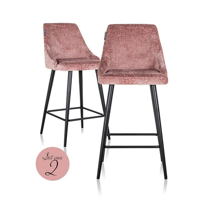 Richmond Interiors Chenille Barhocker Counterstuhl Brooke 2er Set | Rosé