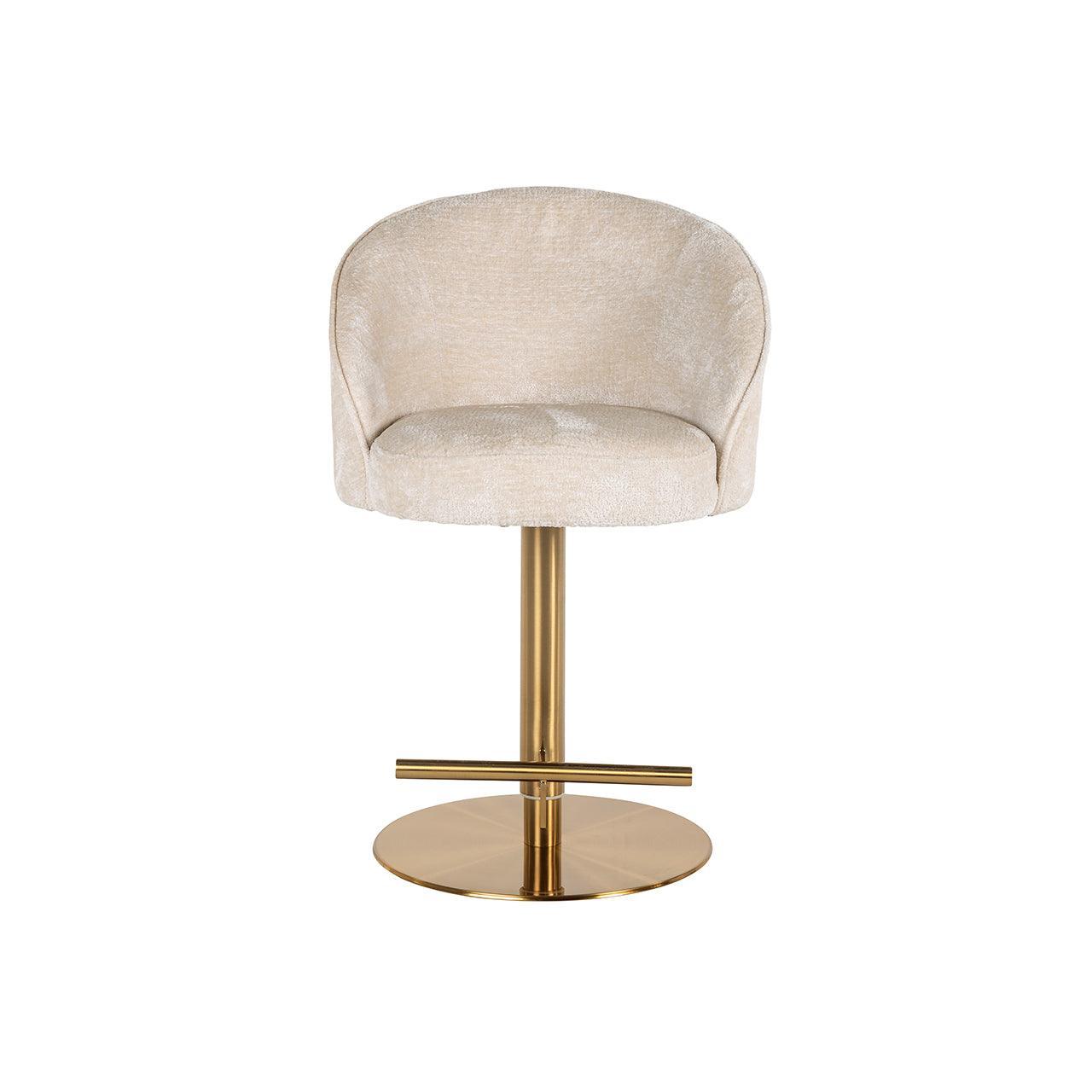 Richmond Interiors Chenille-Dreh-Barhocker Zabi höhenverstellbar | Creme