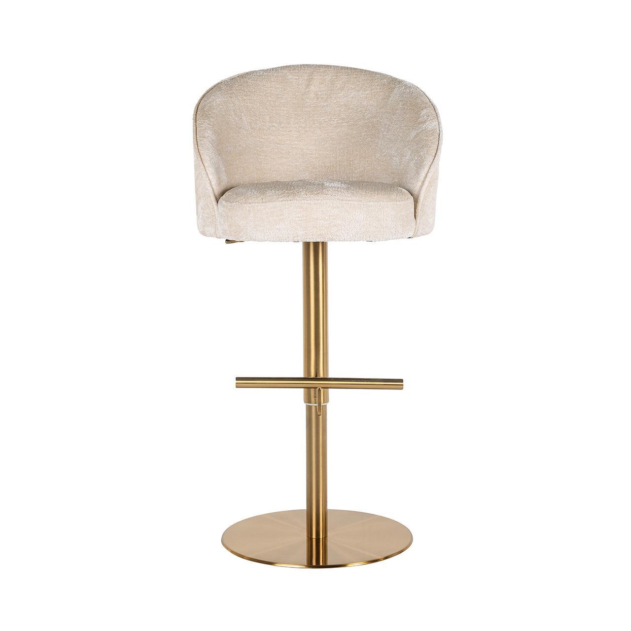 Richmond Interiors Chenille-Dreh-Barhocker Zabi höhenverstellbar | Creme