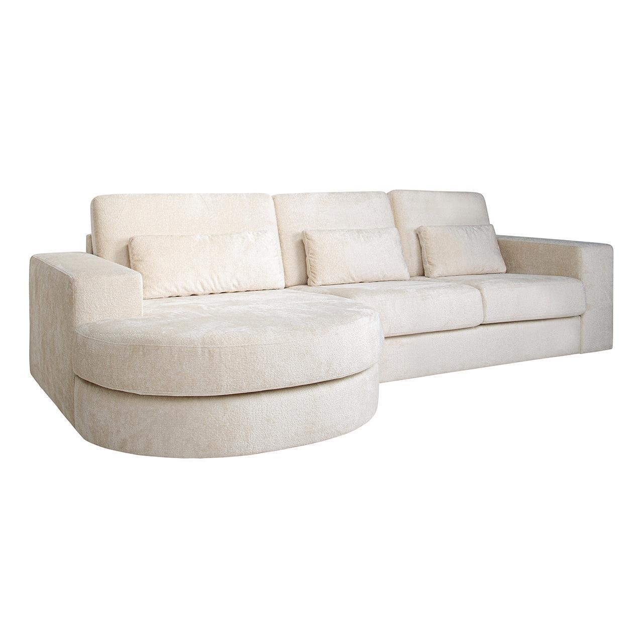 Richmond Interiors Chenille-Ecksofa Felix 2,5 Sitzer mit Lounge links | Cremé