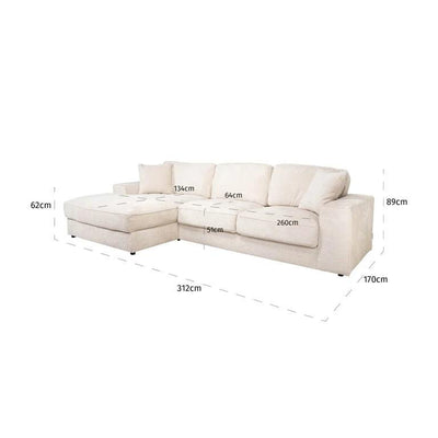 Richmond Interiors Richmond Interiors Chenille-Ecksofa Santos 2,5 Sitzer mit Lounge links | Beige Codeso Living