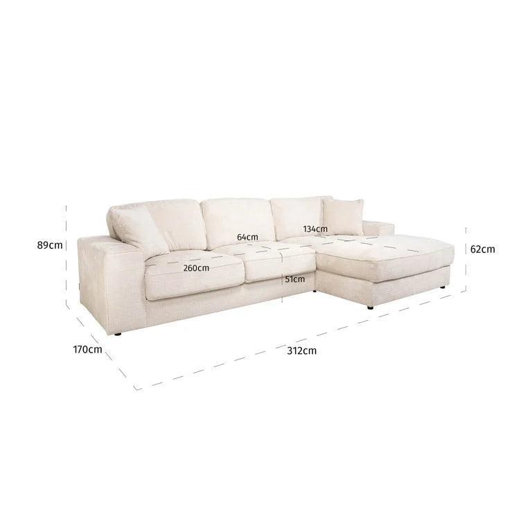 Richmond Interiors Chenille-Ecksofa Santos 2,5 Sitzer mit Lounge rechts | Beige