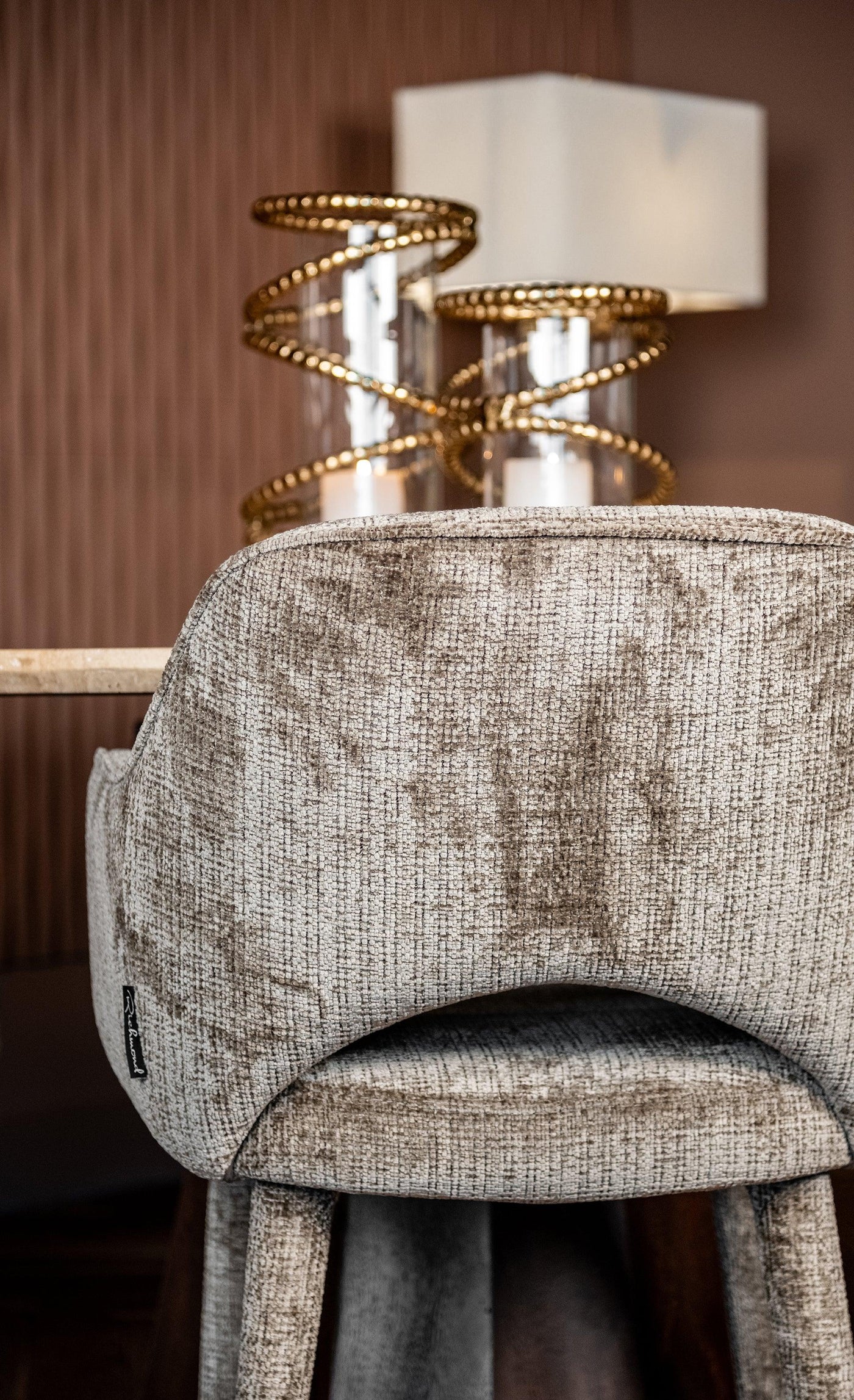 Richmond Interiors Chenille-Esszimmerstuhl Donnatella | stone