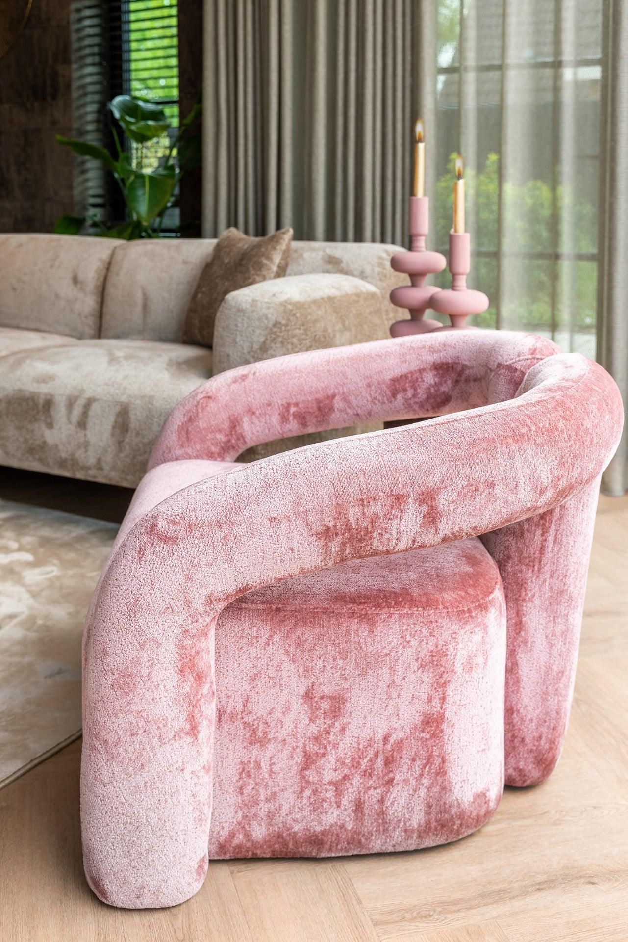 Richmond Interiors Chenille-Sessel Dana | Rosé