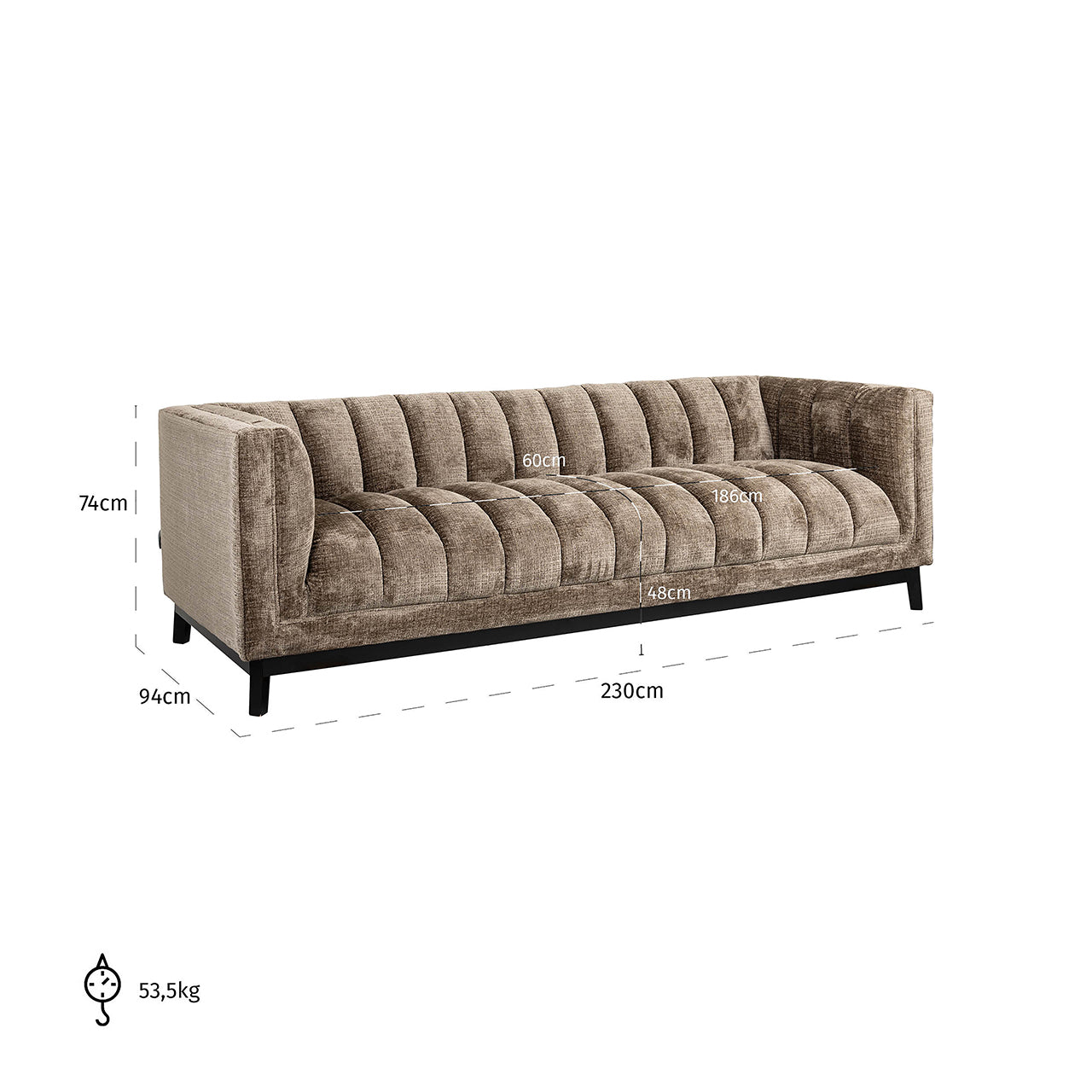 Richmond Interiors Chenille-Sofa Beaudy | Stone