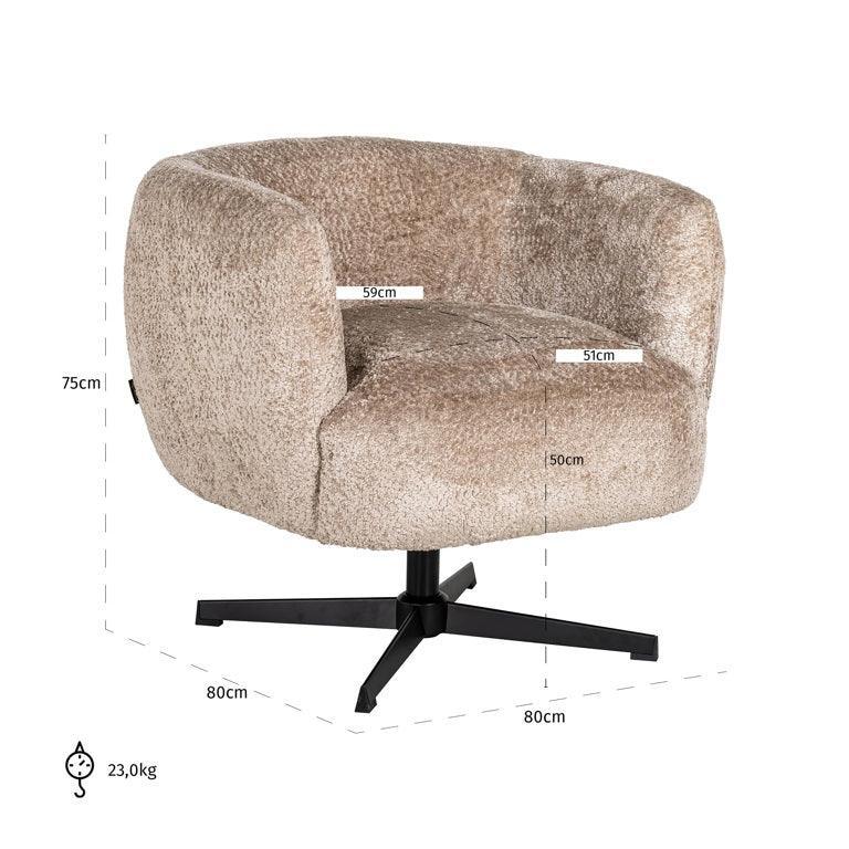 Richmond Interiors Drehbarer Lounge-Chair Sessel Estelle | Nature