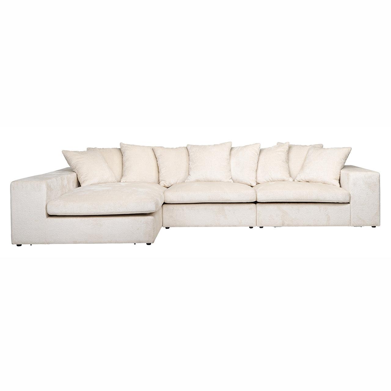 Richmond Interiors Richmond Interiors Ecksofa Alcazar 3 Sitzer mit Lounge | Chenille Weiß Codeso Living