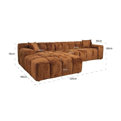 Richmond Interiors Ecksofa Cube 3 Sitzer mit Lounge links | Cinnamon