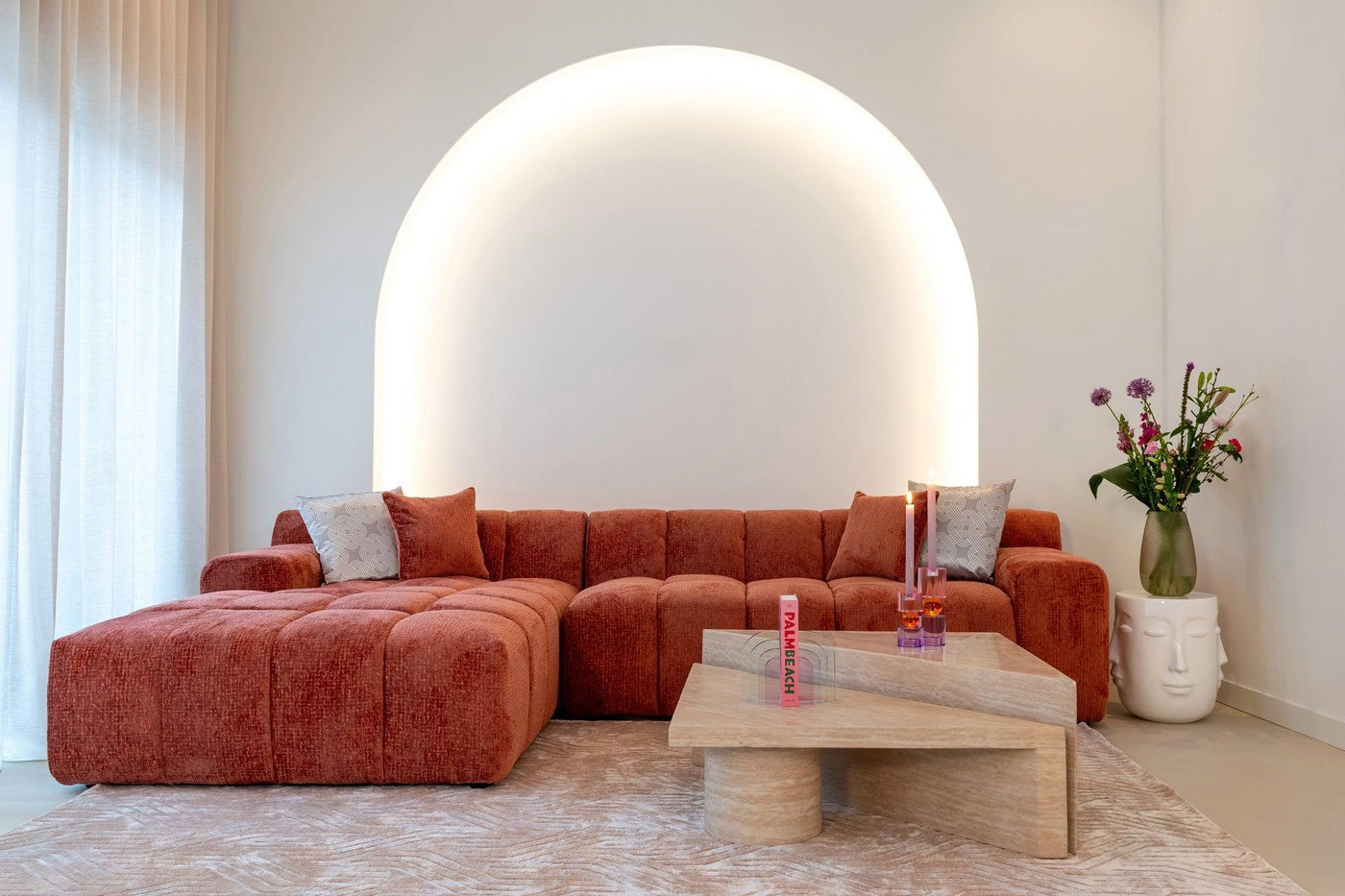 Richmond Interiors Richmond Interiors Ecksofa Cube 3 Sitzer mit Lounge links | Fusion 92 Blush Codeso Living