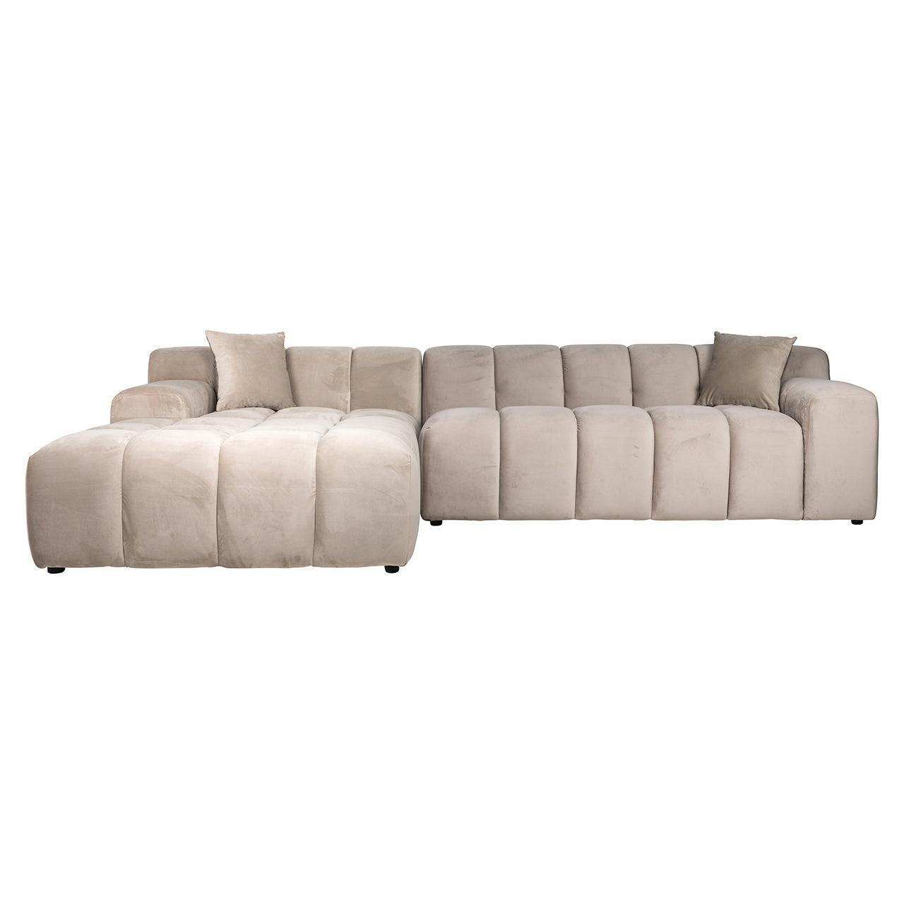 Richmond Interiors Ecksofa Cube 3 Sitzer mit Lounge Links | Samt Khaki