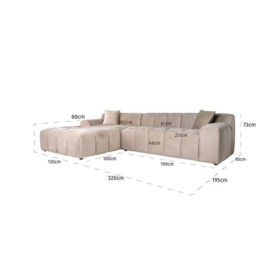 Richmond Interiors Richmond Interiors Ecksofa Cube 3 Sitzer mit Lounge Links | Samt Khaki Codeso Living