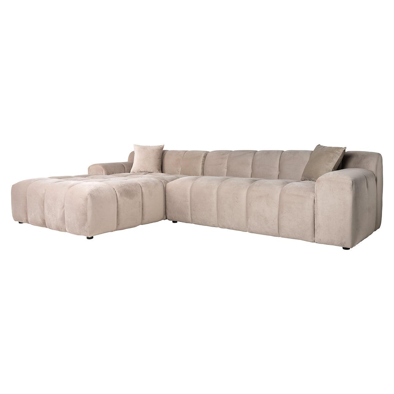 Richmond Interiors Ecksofa Cube 3 Sitzer mit Lounge Links | Samt Khaki