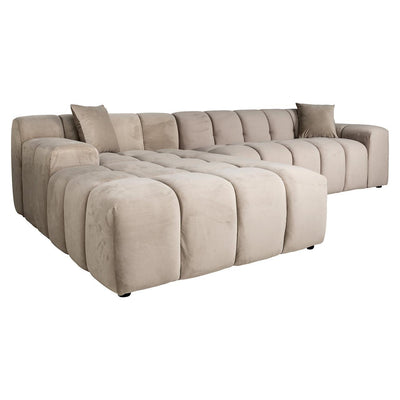 Richmond Interiors Ecksofa Cube 3 Sitzer mit Lounge Links | Samt Khaki