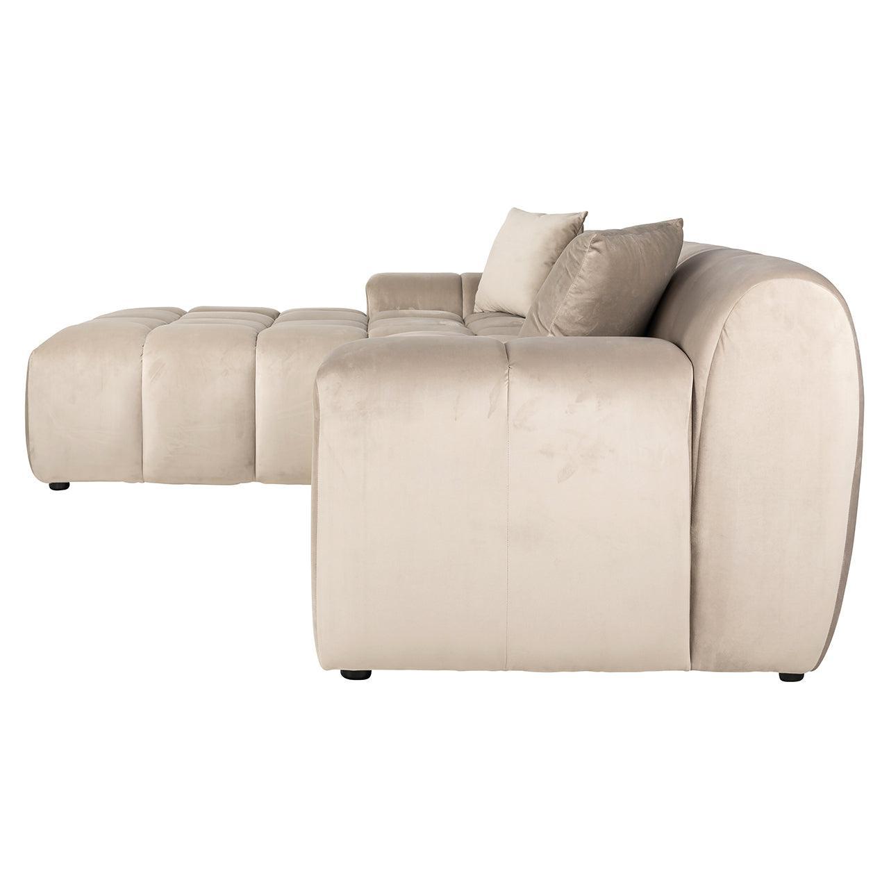 Richmond Interiors Ecksofa Cube 3 Sitzer mit Lounge Links | Samt Khaki