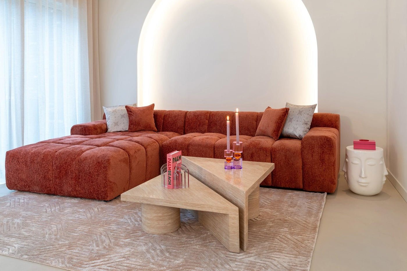 Richmond Interiors Richmond Interiors Ecksofa Cube 3 Sitzer mit Lounge rechts | Fusion 92 Blush Codeso Living