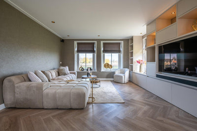 Richmond Interiors Richmond Interiors Ecksofa Cube 3 Sitzer mit Lounge Rechts | Samt Khaki Codeso Living