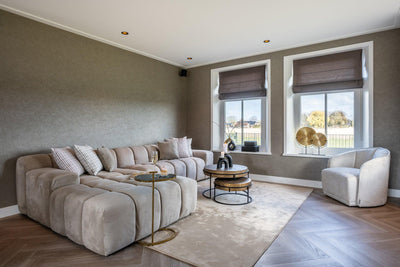 Richmond Interiors Richmond Interiors Ecksofa Cube 3 Sitzer mit Lounge Rechts | Samt Khaki Codeso Living