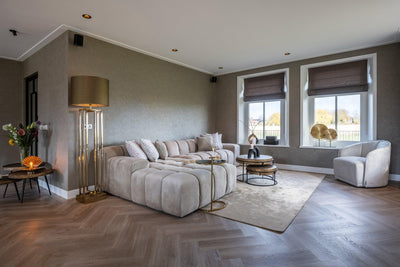 Richmond Interiors Richmond Interiors Ecksofa Cube 3 Sitzer mit Lounge Rechts | Samt Khaki Codeso Living