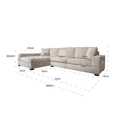 Richmond Interiors Ecksofa Pasha 3 Sitzer mit Lounge Links | pearl