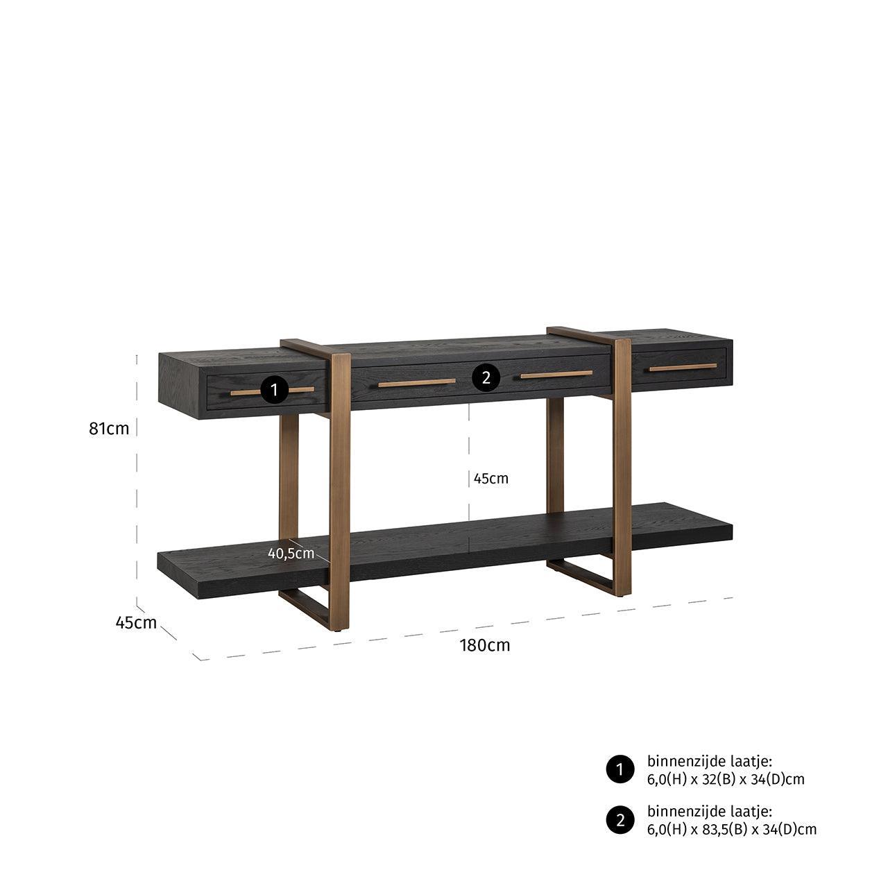 Richmond Interiors Konsolentisch Cambon mit 3 Schubladen | Dark coffee