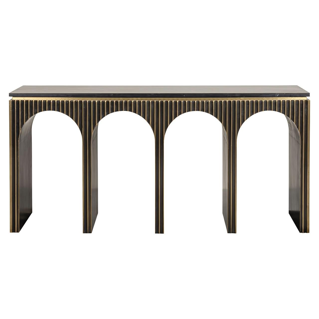 Richmond Interiors Marmor-Konsolentisch Les Arcs Ironville | brushed gold