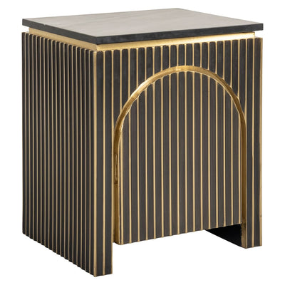 Richmond Interiors Marmor-Nachttisch Les Arcs Ironville 1-türig | brushed gold