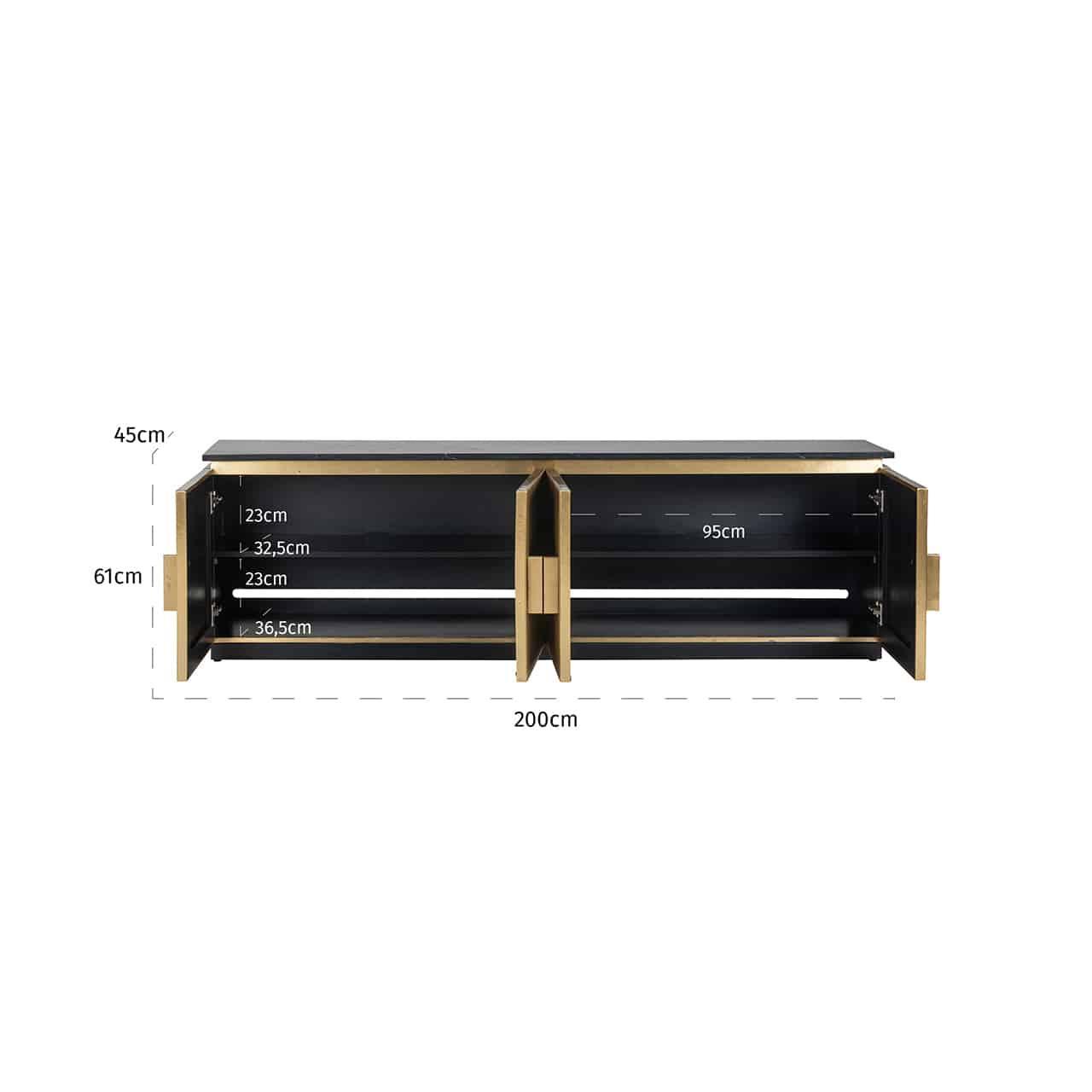 Richmond Marmor TV Board Illumino 4-türig | Gold Codeso Living