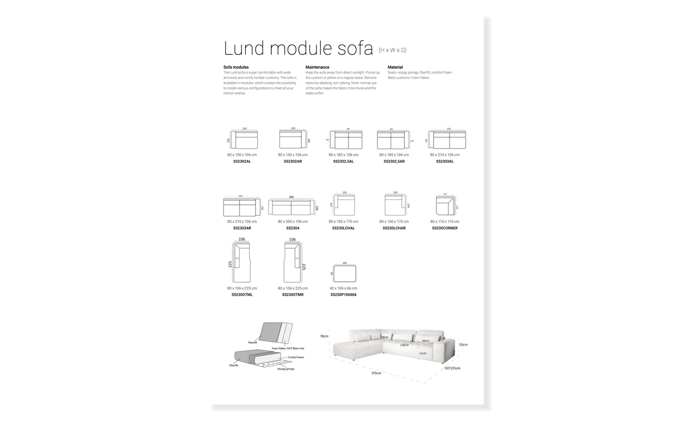 Richmond Interiors Modulsofa Lund 4 Sitzer | Customizable