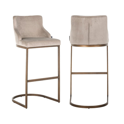 Richmond Interiors Samt-Barhocker Bolton | Khaki Brushed Gold