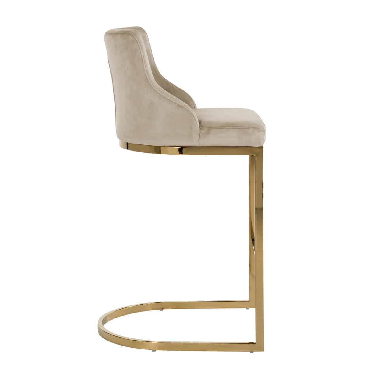 Richmond Interiors Samt-Barhocker Bolton | Khaki gold