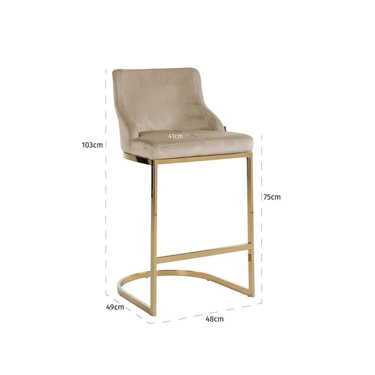 Richmond Samt-Barhocker Brenda | Khaki gold Codeso Living