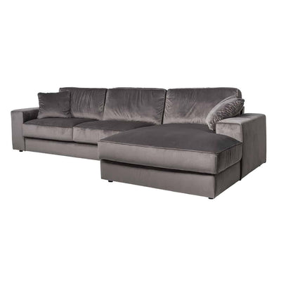 Richmond Interiors Richmond Interiors Samt-Ecksofa Santos 2,5 Sitzer mit Lounge rechts | Stone Codeso Living