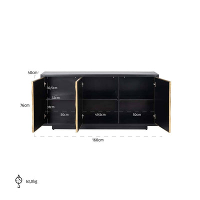 Richmond Interiors Sideboard Esher 3-türig | Schwarz